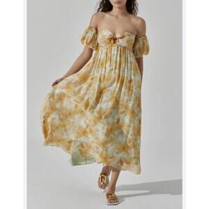 ASTR Off The Shoulder Strapless Floral Midi Dress [COPY]
